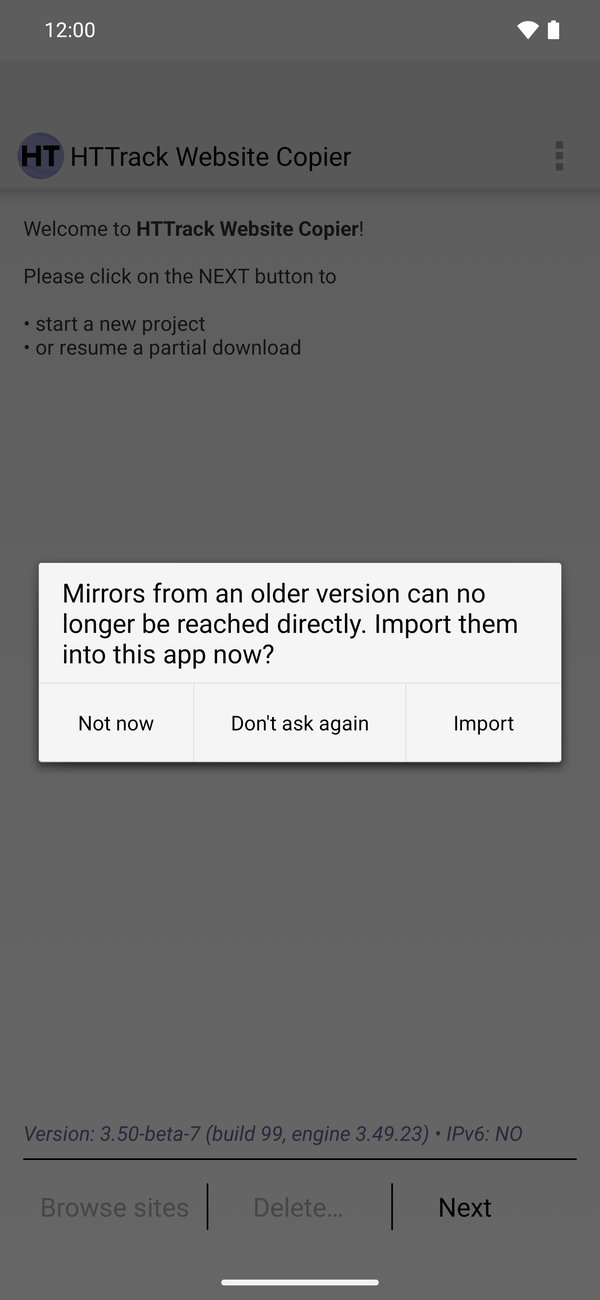 Prompt offering to import mirrors from an older version