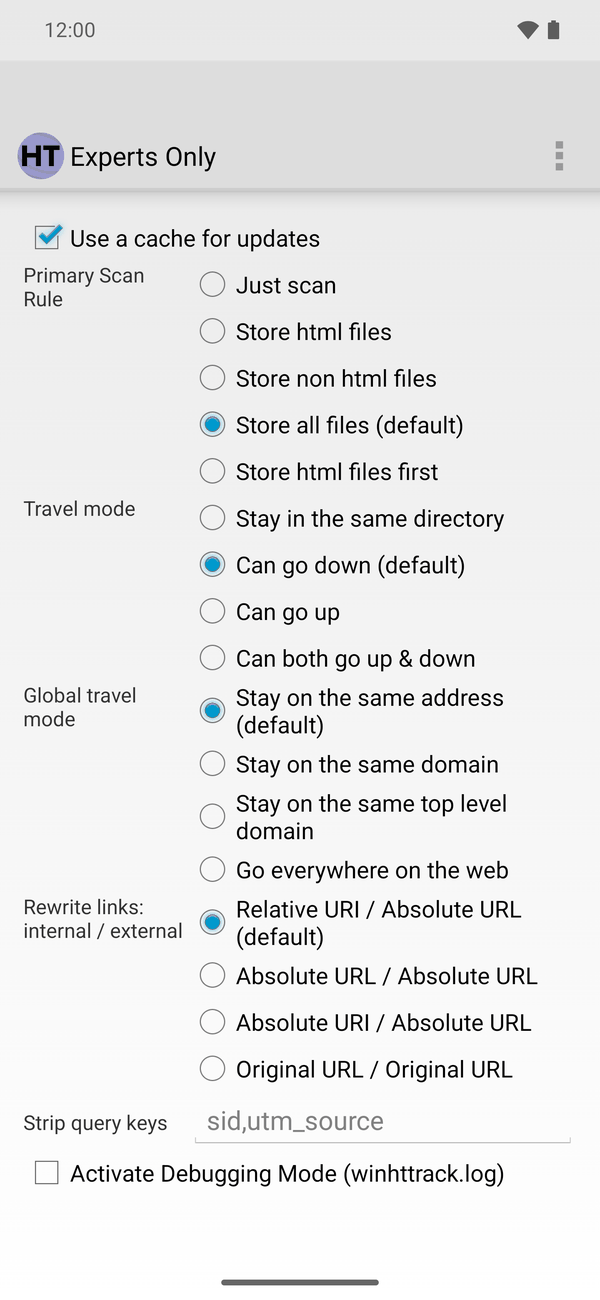 Android Experts Only tab