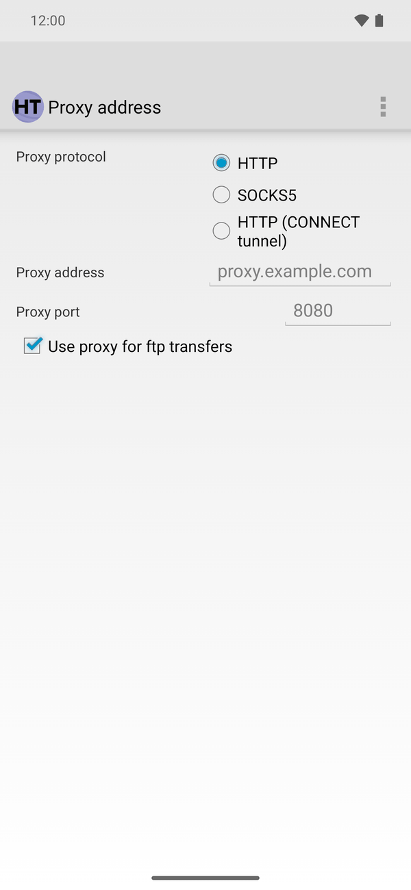 Android Proxy tab