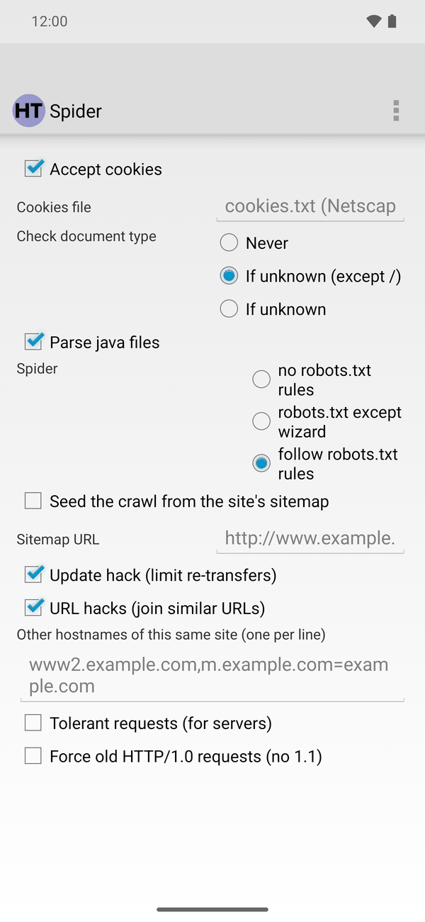 Android Spider tab
