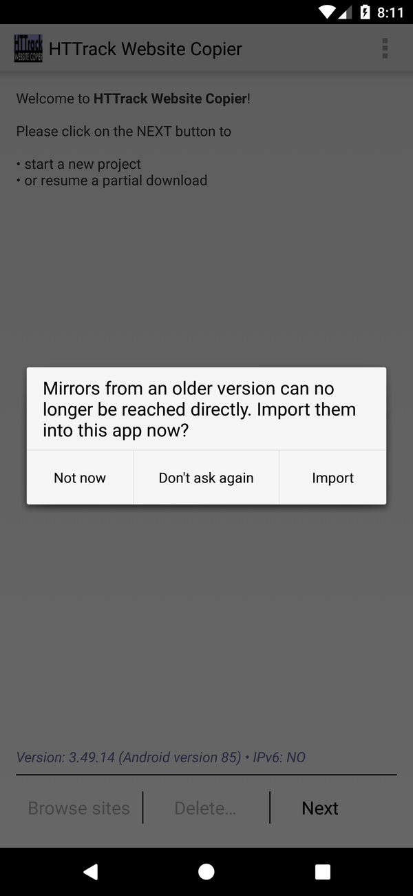 Prompt offering to import mirrors from an older version