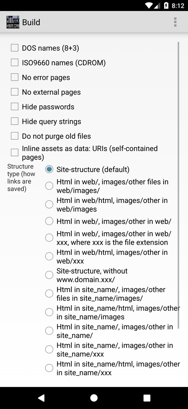 Android Build tab