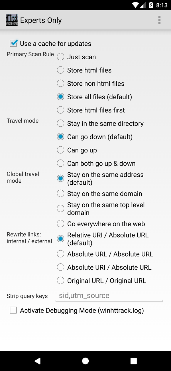 Android Experts Only tab