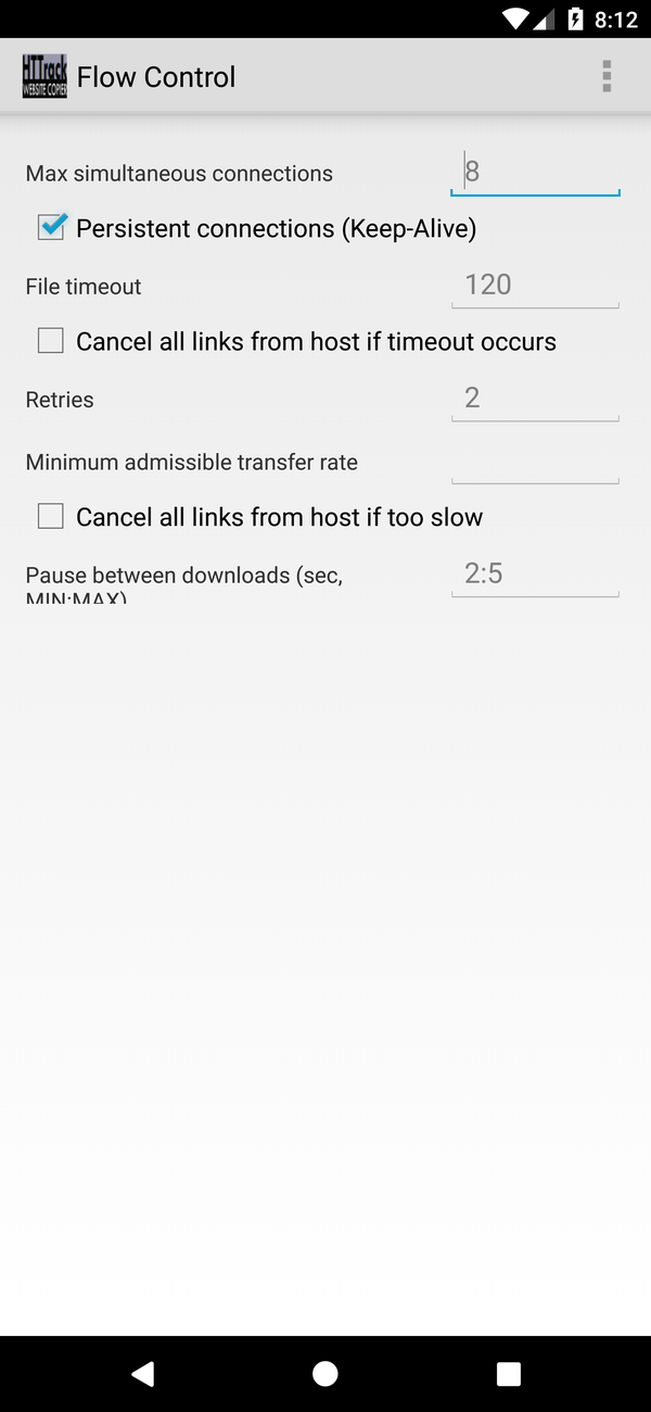 Android Flow Control tab