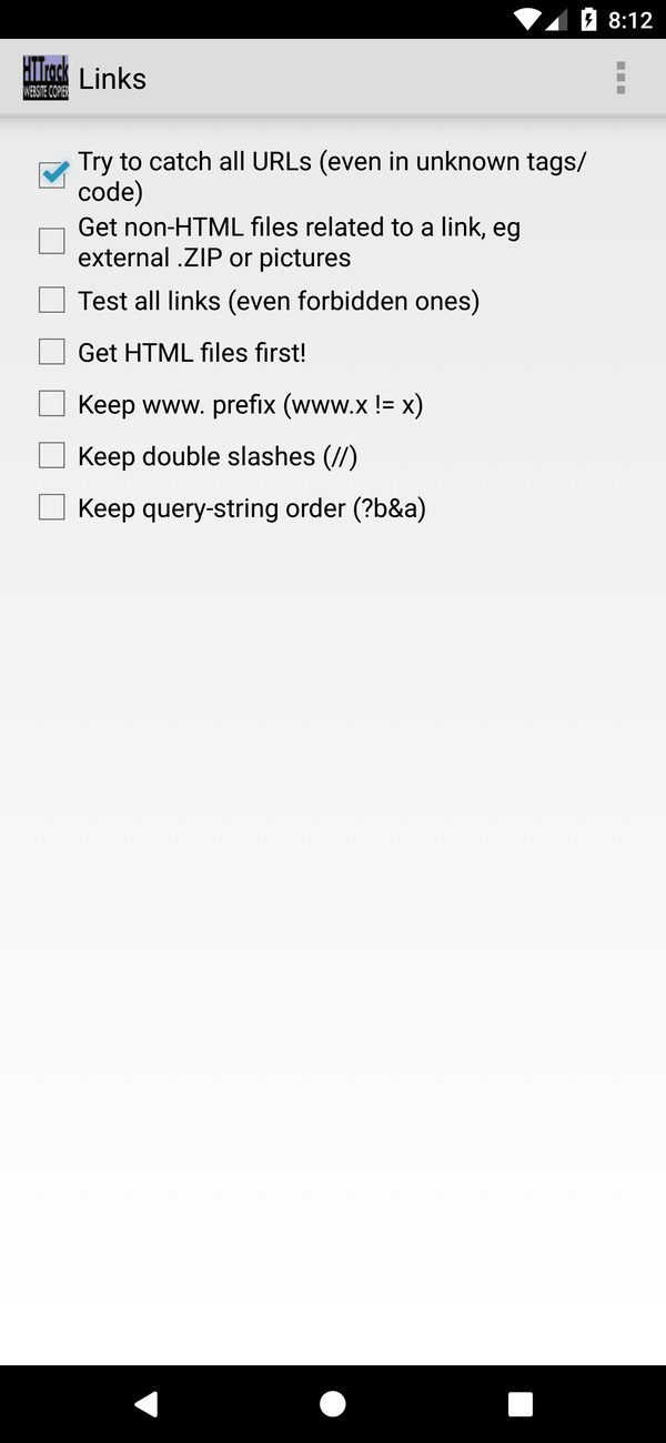 Android Links tab