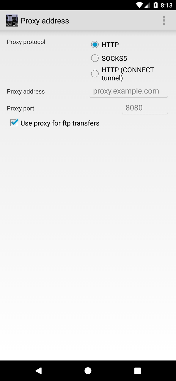 Android Proxy tab