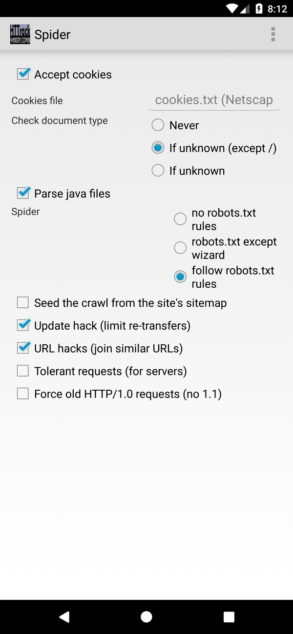Android Spider tab