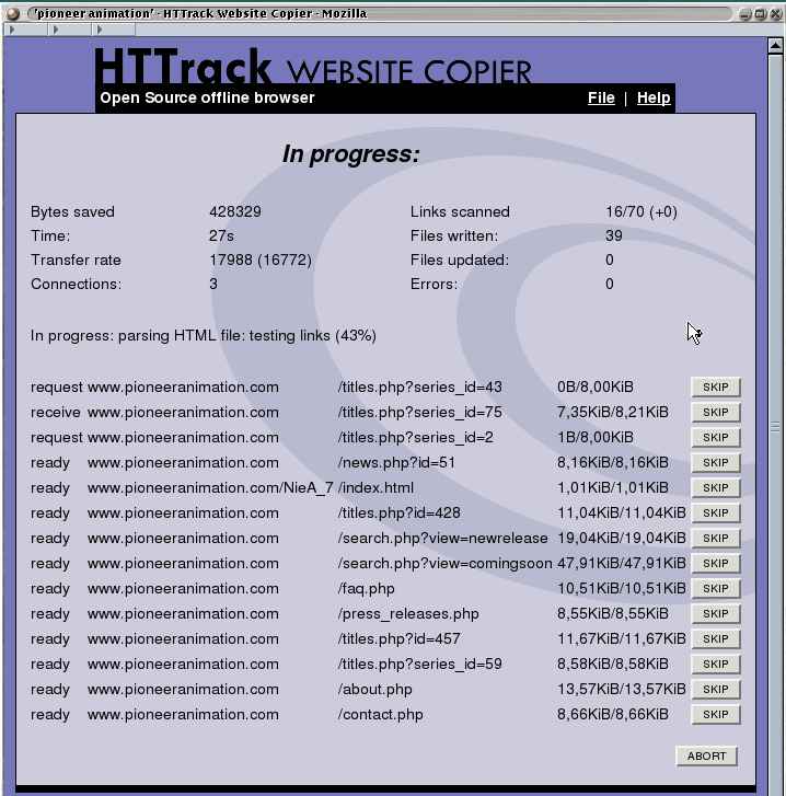 Winhttrack Website Copier  -  5