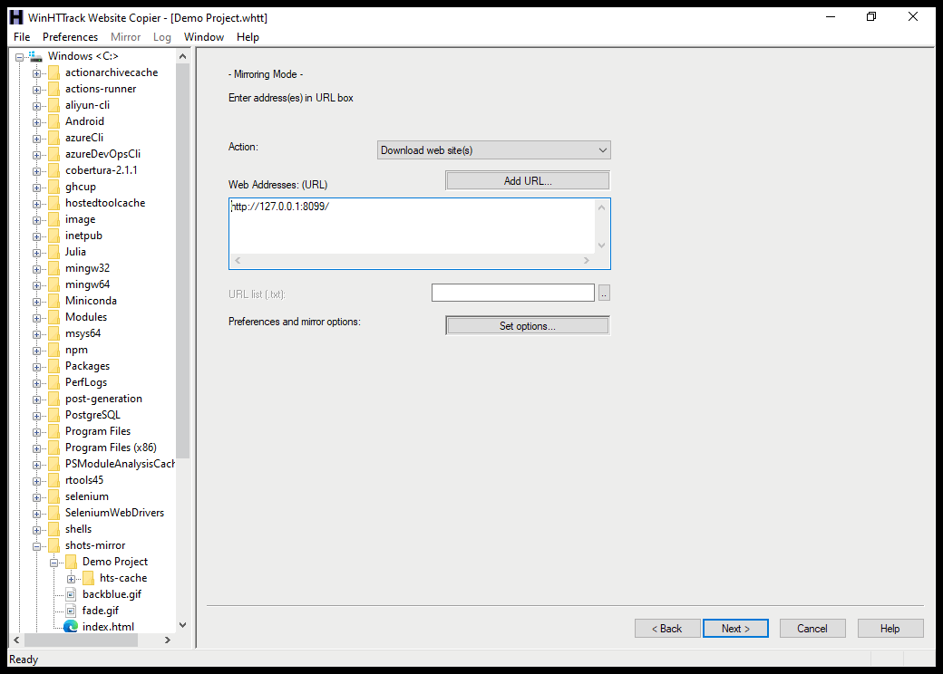Screenshot of Windows GUI